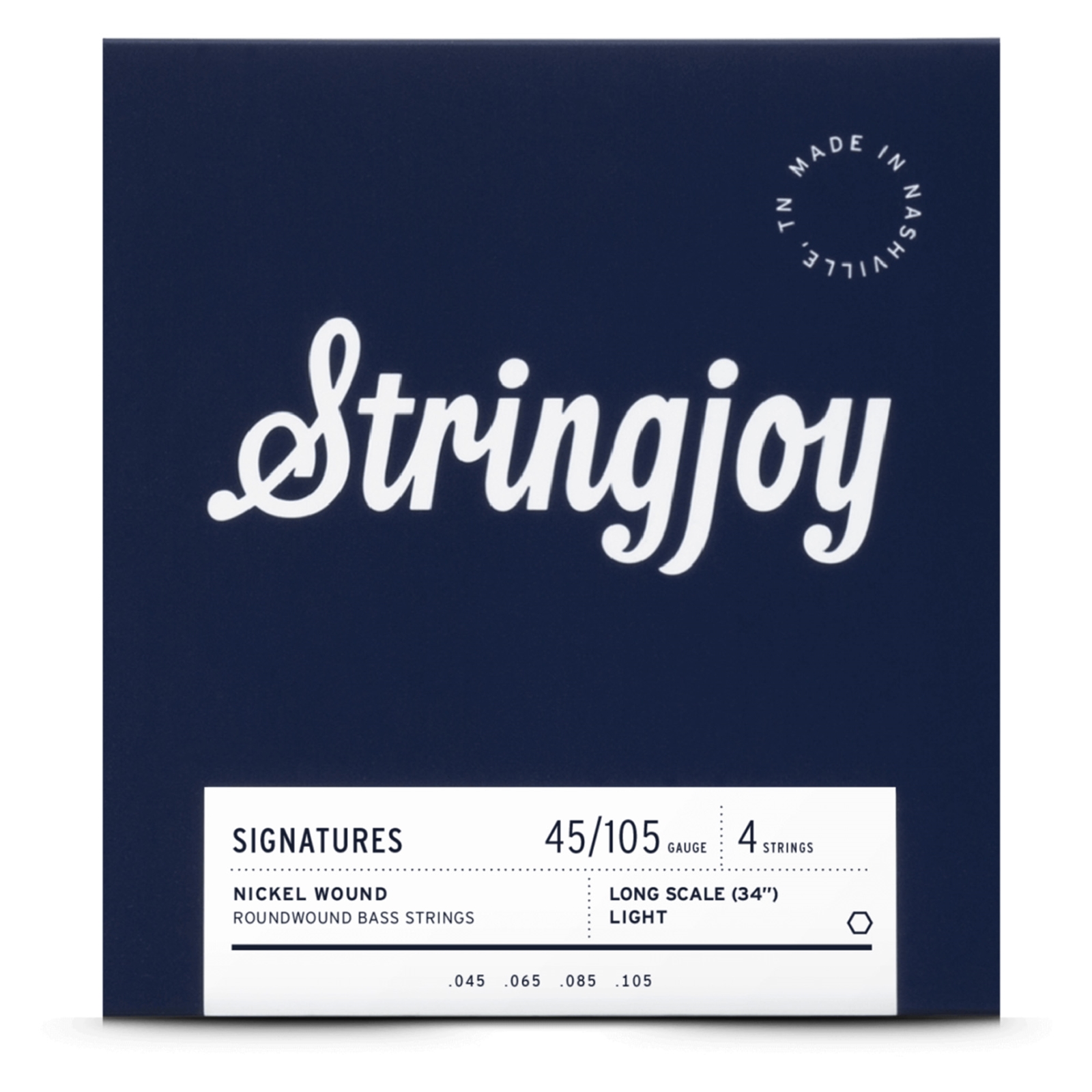 Stringjoy Light Gauge 4 String Long Scale Nickel Wound Bass Guitar Strings